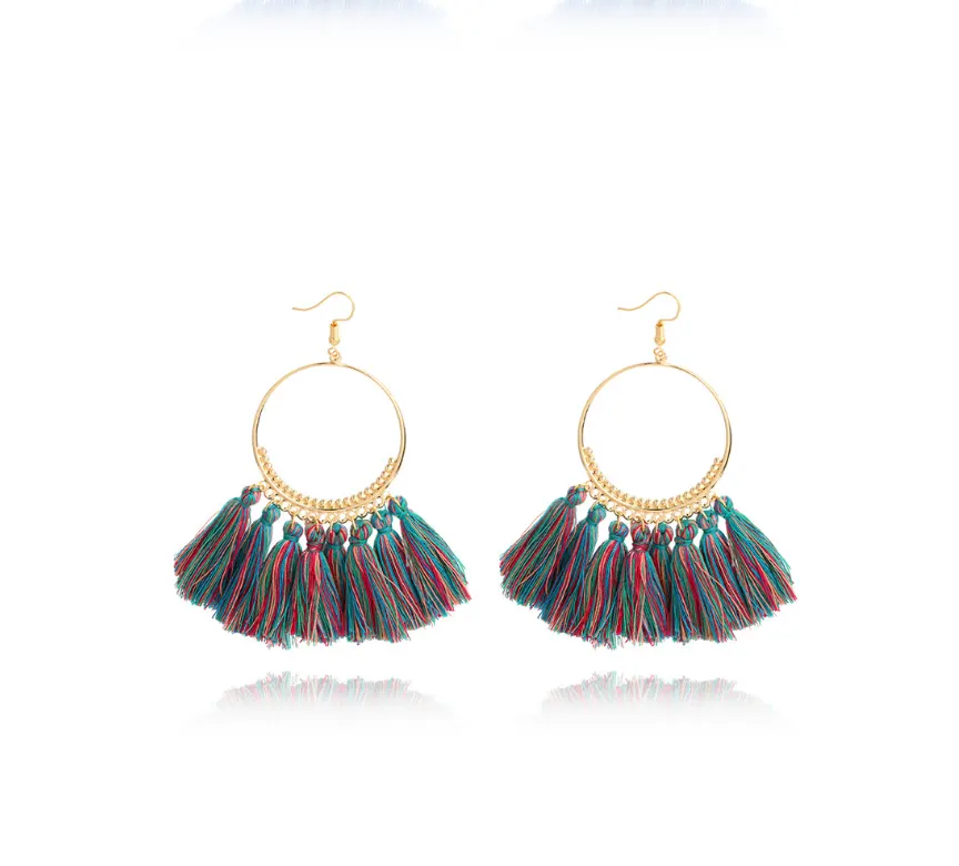 Hand-Woven Round Drop Earrings