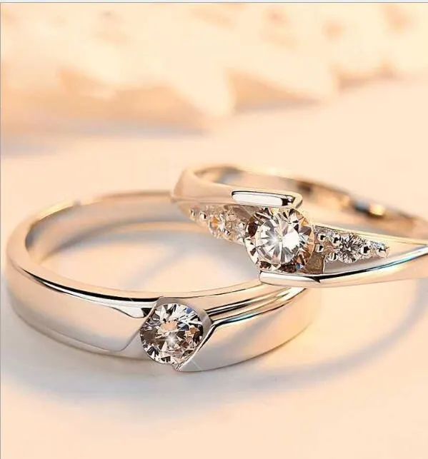925 Silver Simulated Diamond Couple Rings