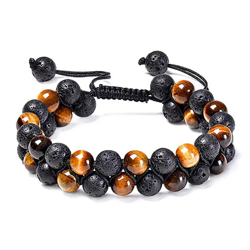 Tiger Eye and Matte Black Agate Bracelets