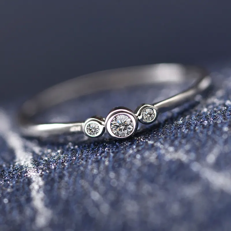 Geometric Zircon Three-Ring Set