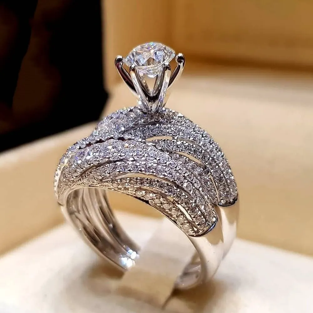 White Rhinestone Engagement Ring