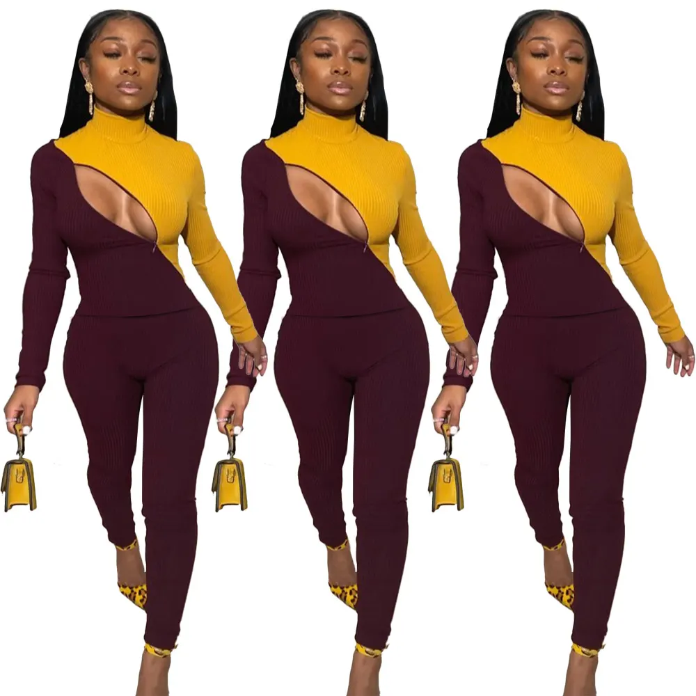 Two-Tone Color Block Bodysuit
