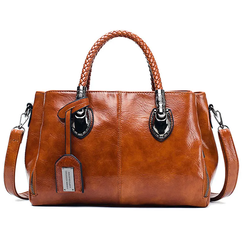 Vintage Oil-Waxed PU Handbag