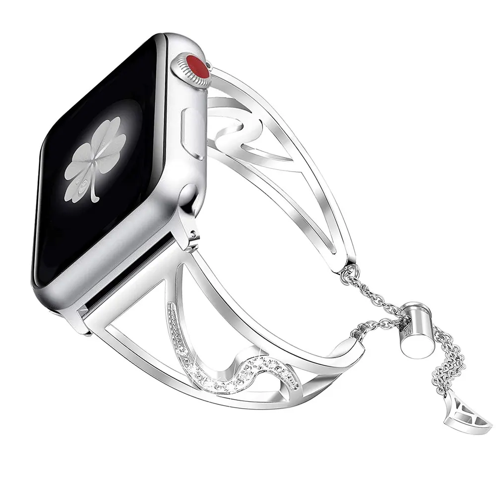 S-Shaped Stainless Steel Crystal Watch Band