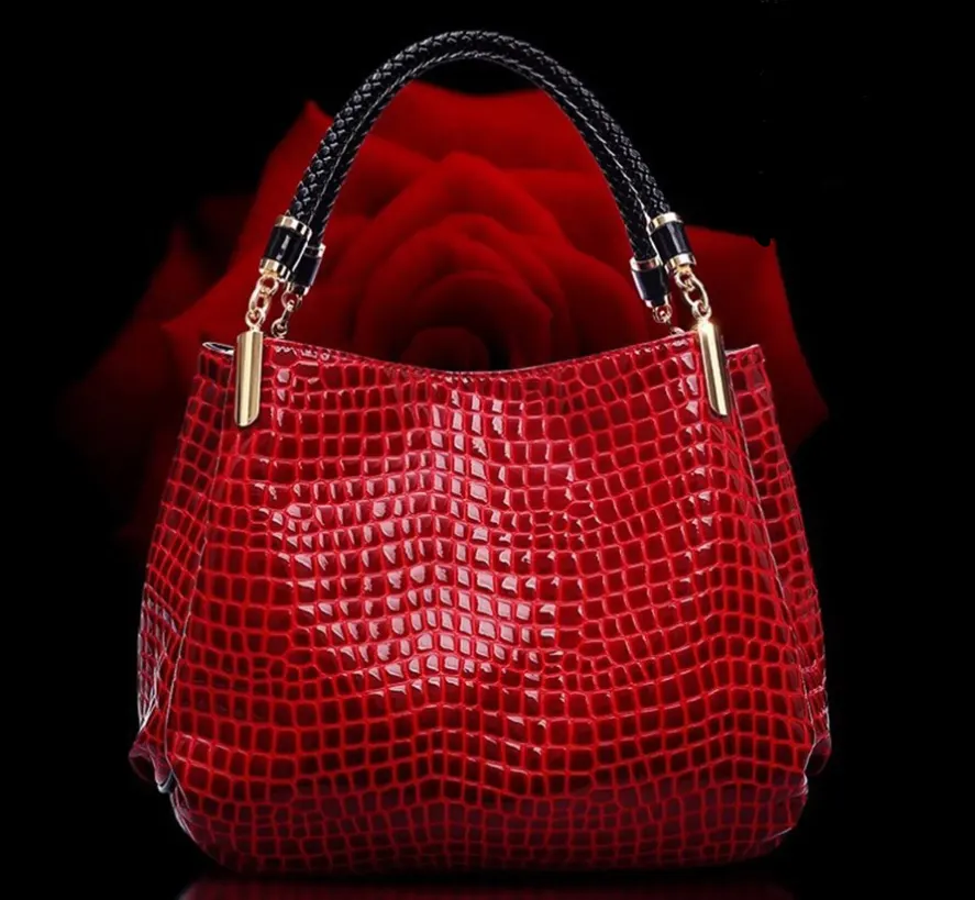 Crocodile Embossed Shoulder Bag