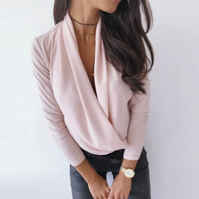 Deep V-Neck Stitched Pullover Top