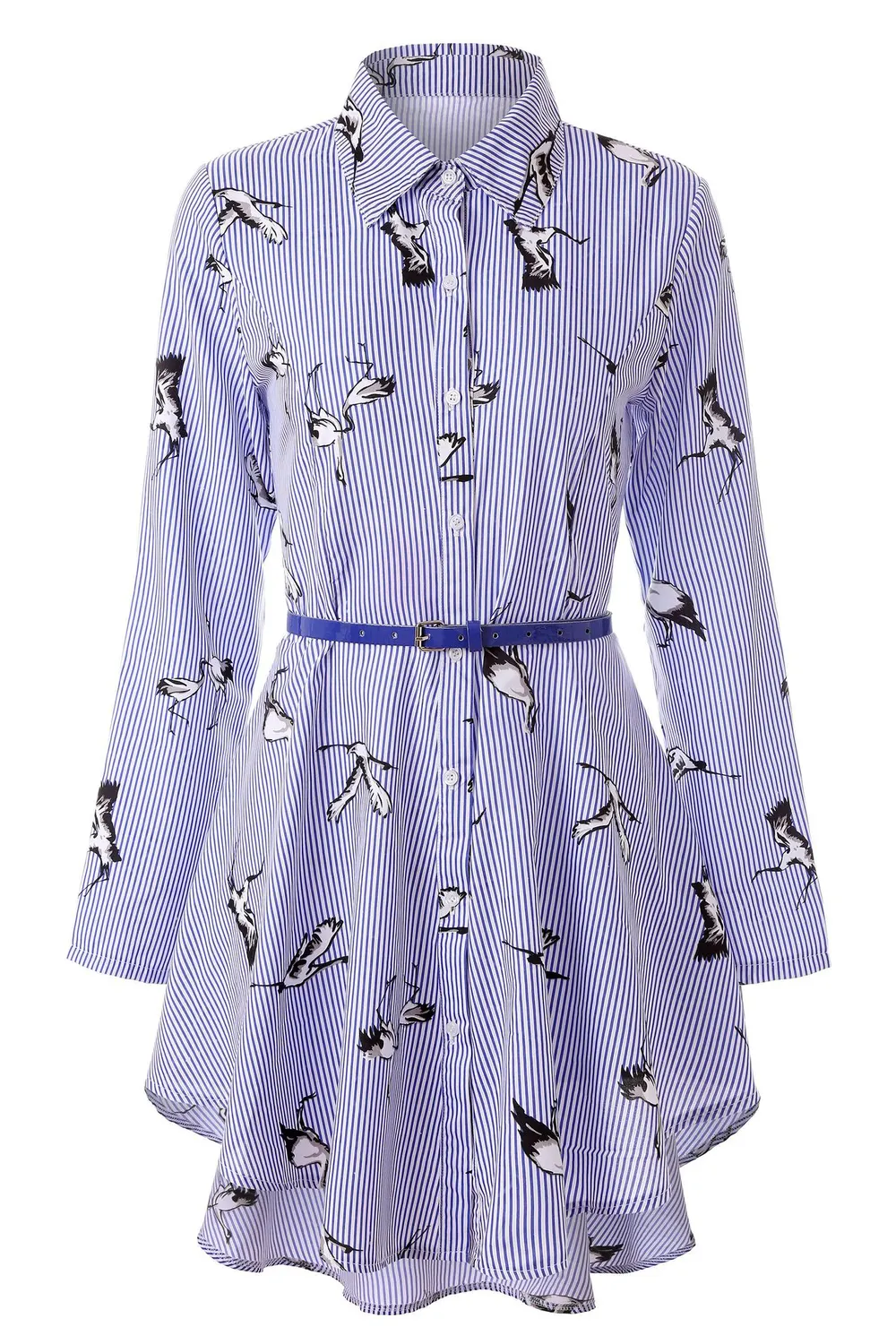 Striped Cotton Long-Sleeve Shirt Dress