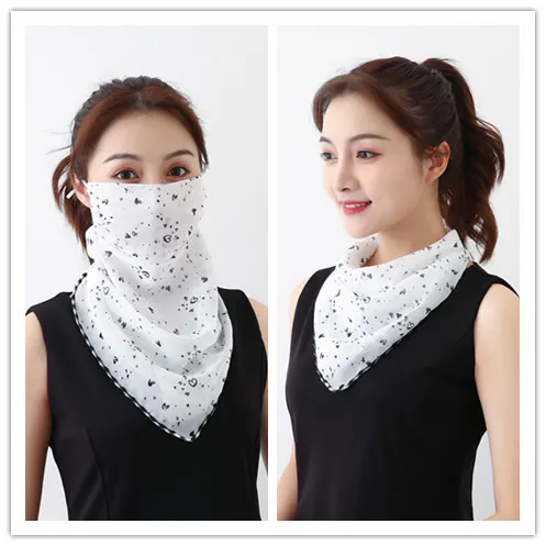 Hanging-Ear Chiffon Neck Scarf
