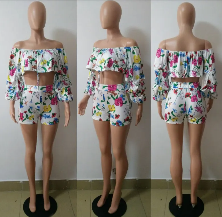 Printed Long-Sleeve Top and Shorts Set