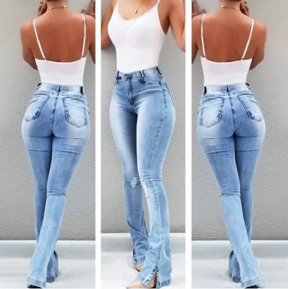 Stretch Ripped Denim Jeans