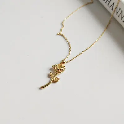 Rose Gold Sterling Silver Flower Necklace