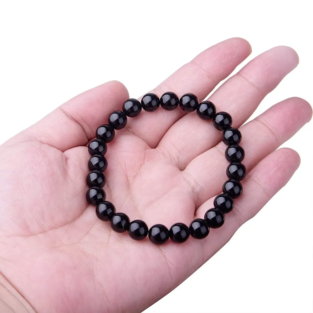 Geometric Black Agate Bead Bracelet