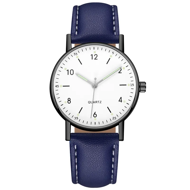 Luminous Quartz Watch with Imitation Leather Strap