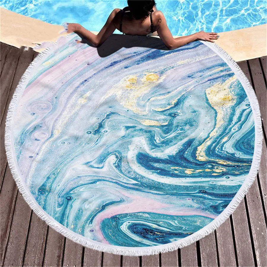 Marbling Print Microfiber Beach Towel