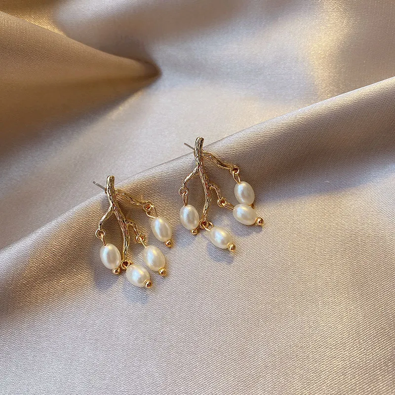 Pearl Branch Flower Earrings