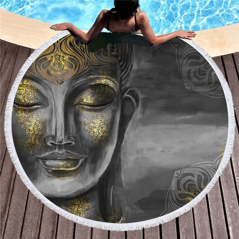 Round Buddha Microfiber Beach Towel