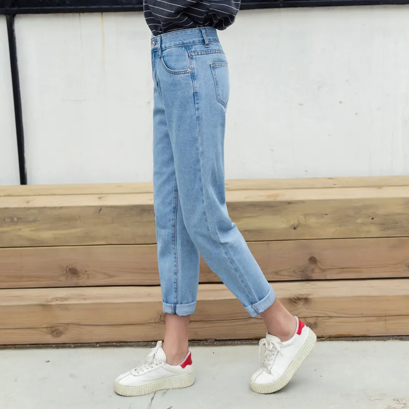 High-Waist Cotton Harem Jeans