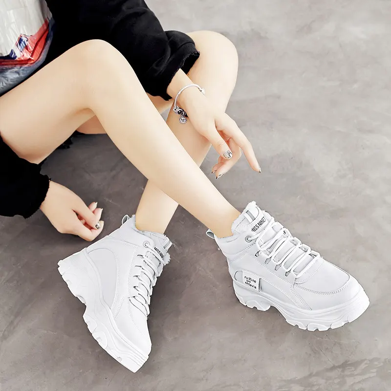 Thick-Sole Microfiber Slip-On Sneakers