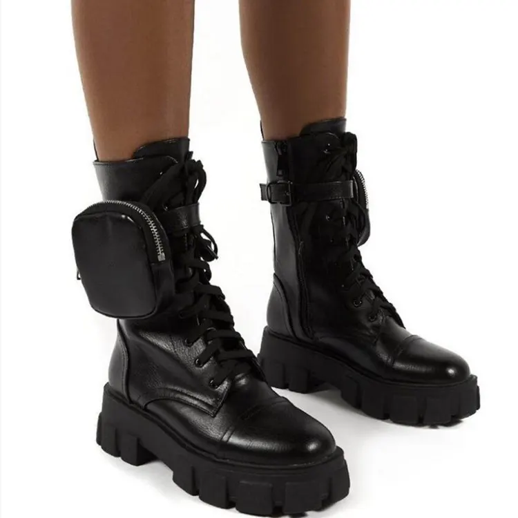 Strap-Detail Chunky Sole Boots