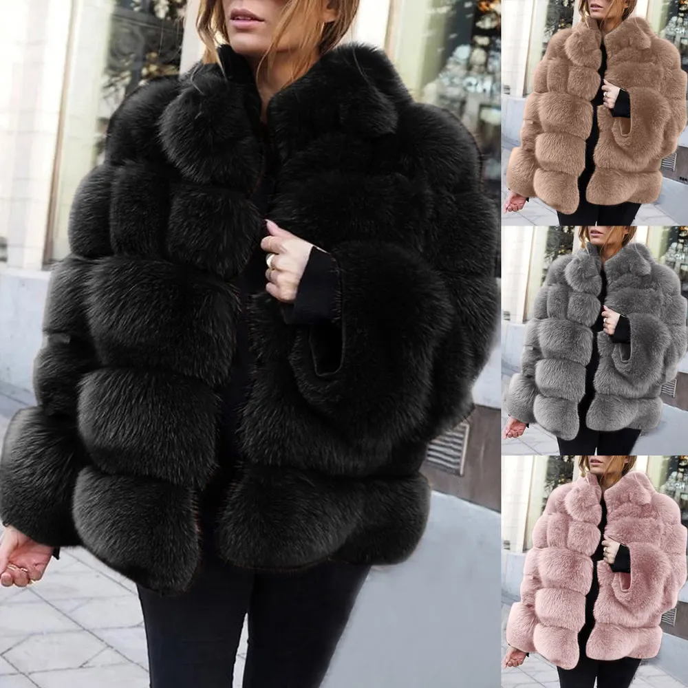 Faux Fur Stitched Cardigan Jacket