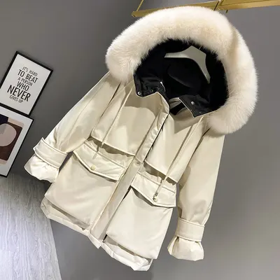 Faux Fur Hooded Down Jacket