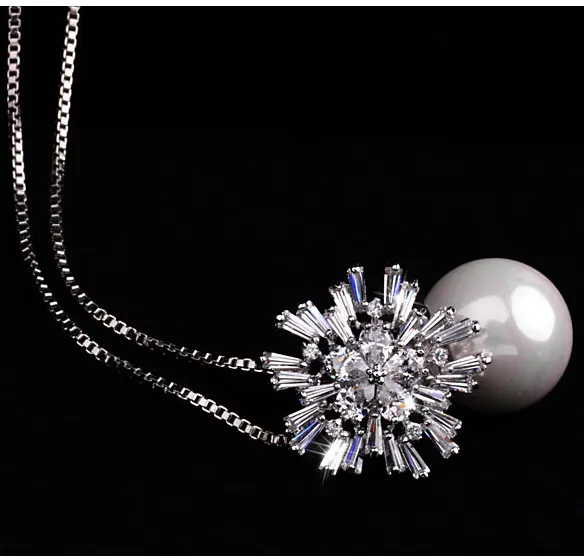 Gold-Plated Pearl and Zircon Necklace