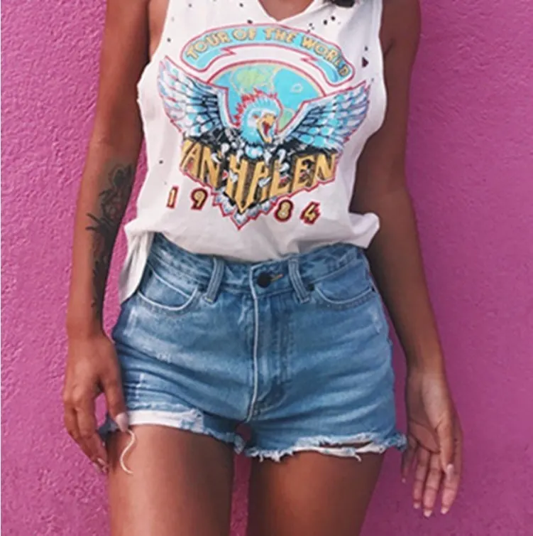 Ripped Light Blue Denim Shorts