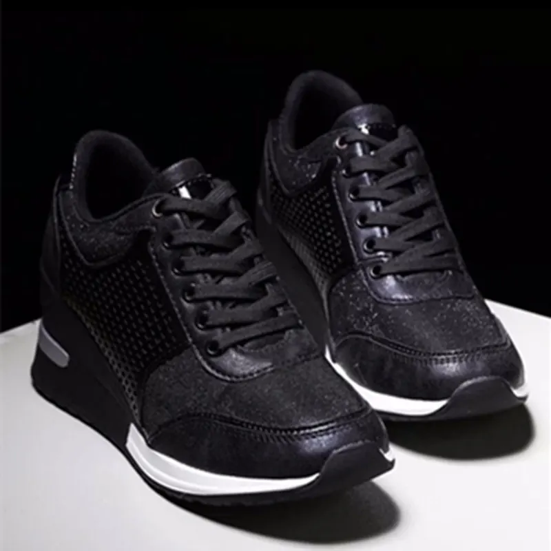Lace-Up Platform Wedge Sneakers