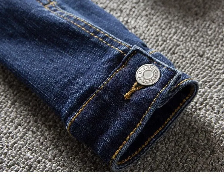 Polo Collar Denim Cotton Jacket