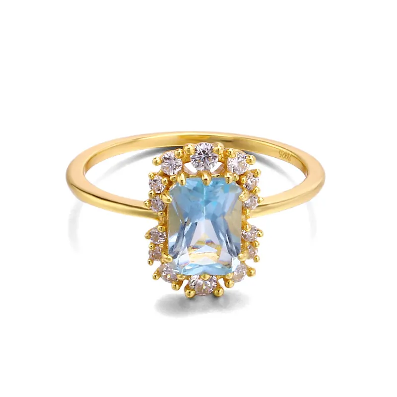 Sterling Silver Zircon Geometric Ring