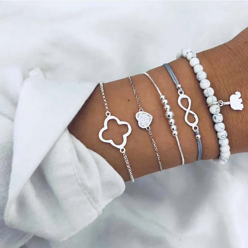 Star and Moon Bead Chain Bracelet