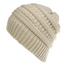 Mixed Color Knit Ponytail Hat