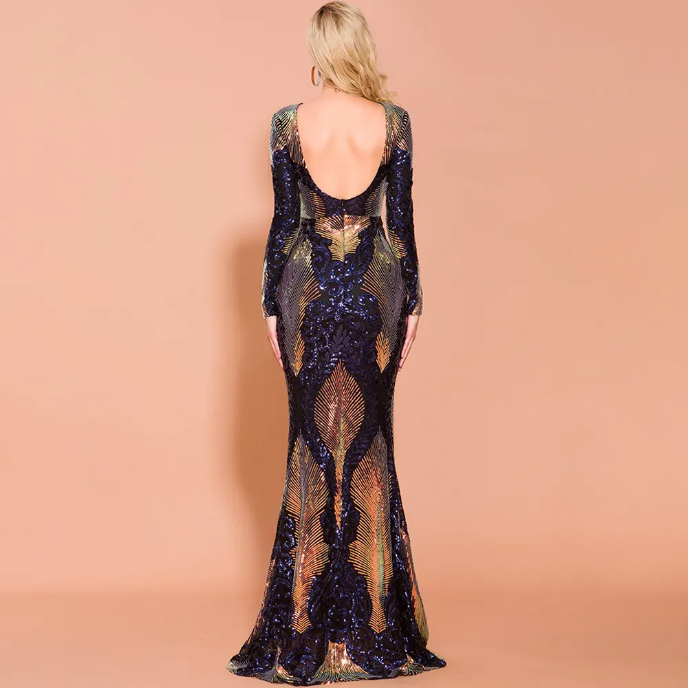 Black Polyester Evening Dress