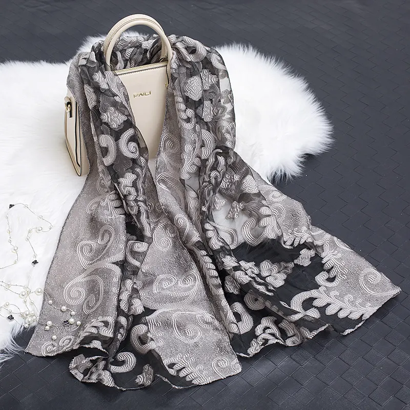 Cut Flower Organza Scarf