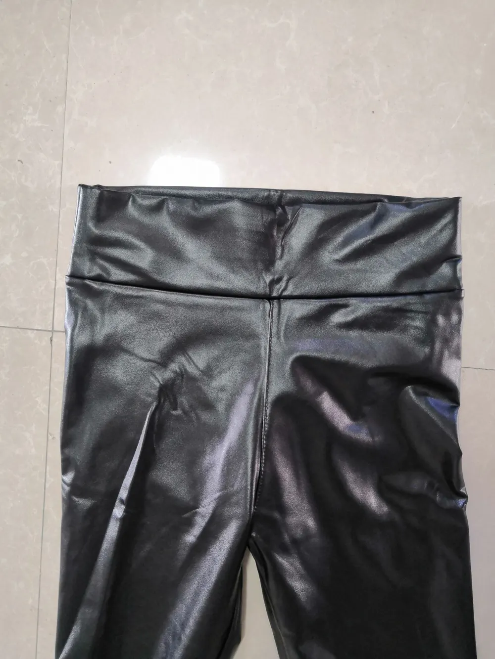 Reflective High Waist Faux Leather Leggings