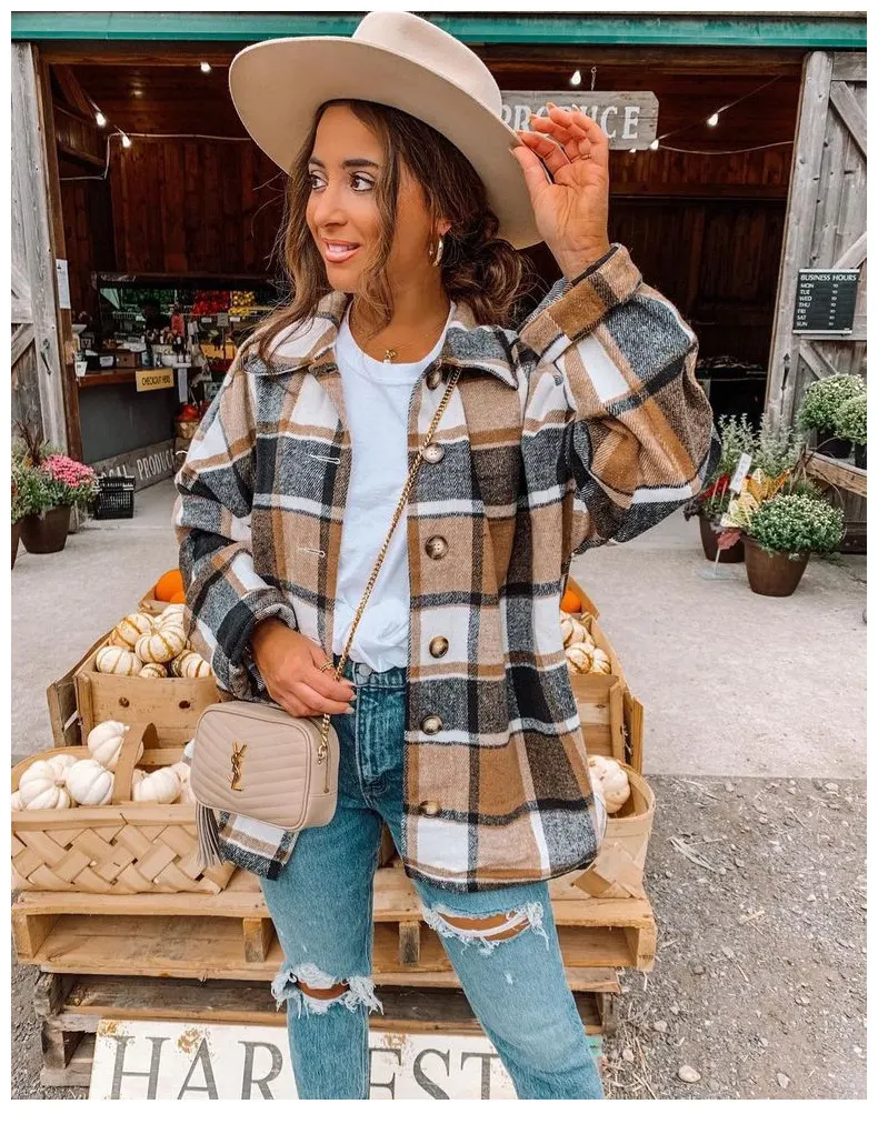 Oversized Plaid Button-Front Shirt