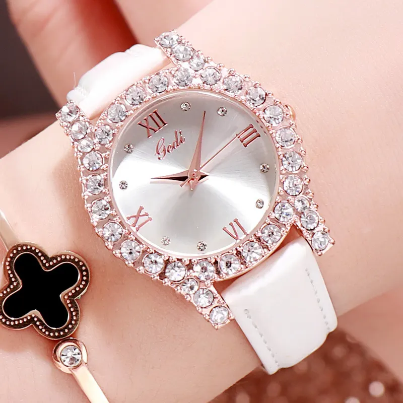 Diamond-Accent Leather Strap Watch