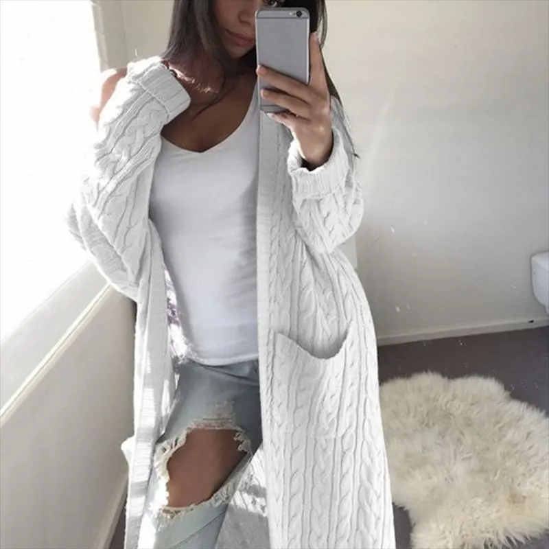 Twist-Knit Sweater with Double Pockets