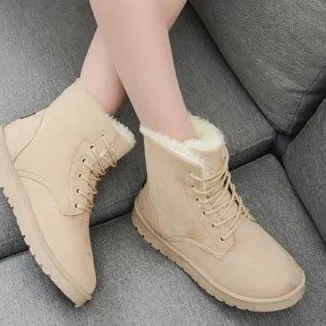Suede Snow Ankle Boots with Plush Insole