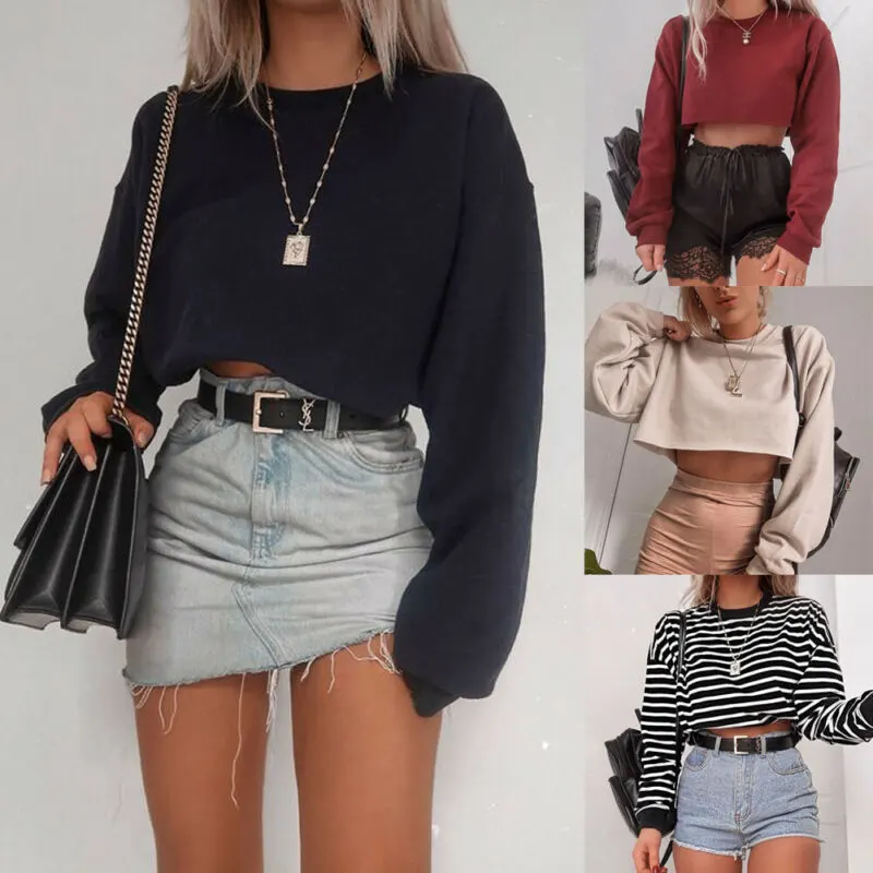 Long Sleeve Cotton Crop Top