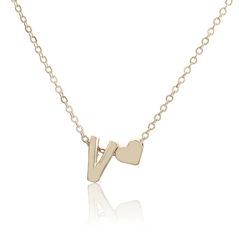 Heart Shaped Letter Pendant Necklace