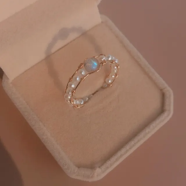 Grey Moonstone Crystal Ring