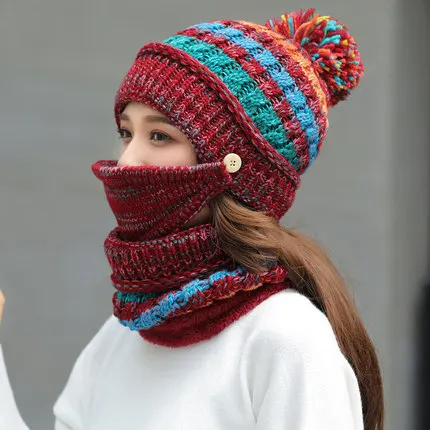 Striped Wool Knit Winter Hat