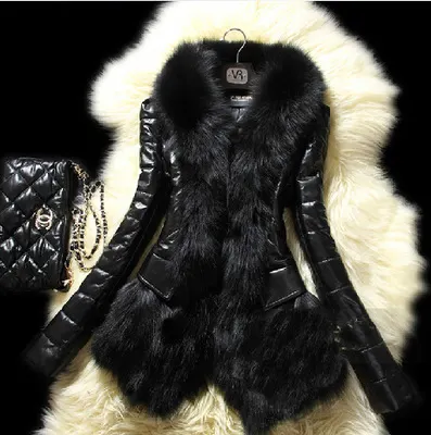 Faux Leather Jacket with Faux Fur Collar