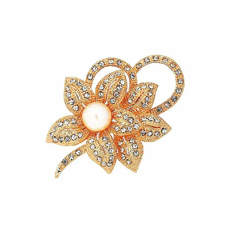 Crystal Pearl Bow Brooch