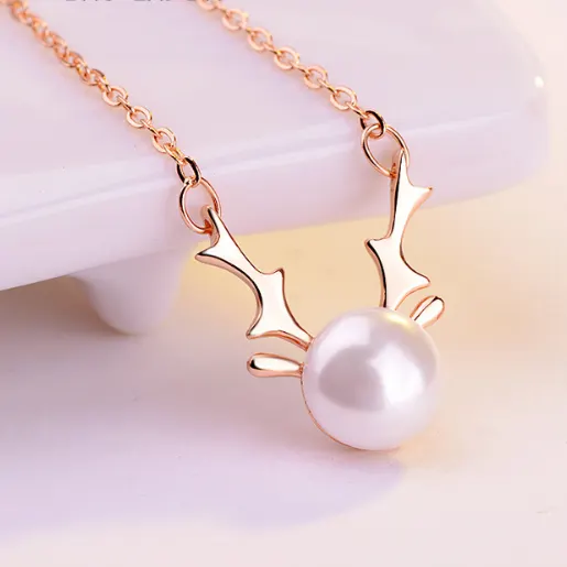 Copper Elk Pendant with Pearl