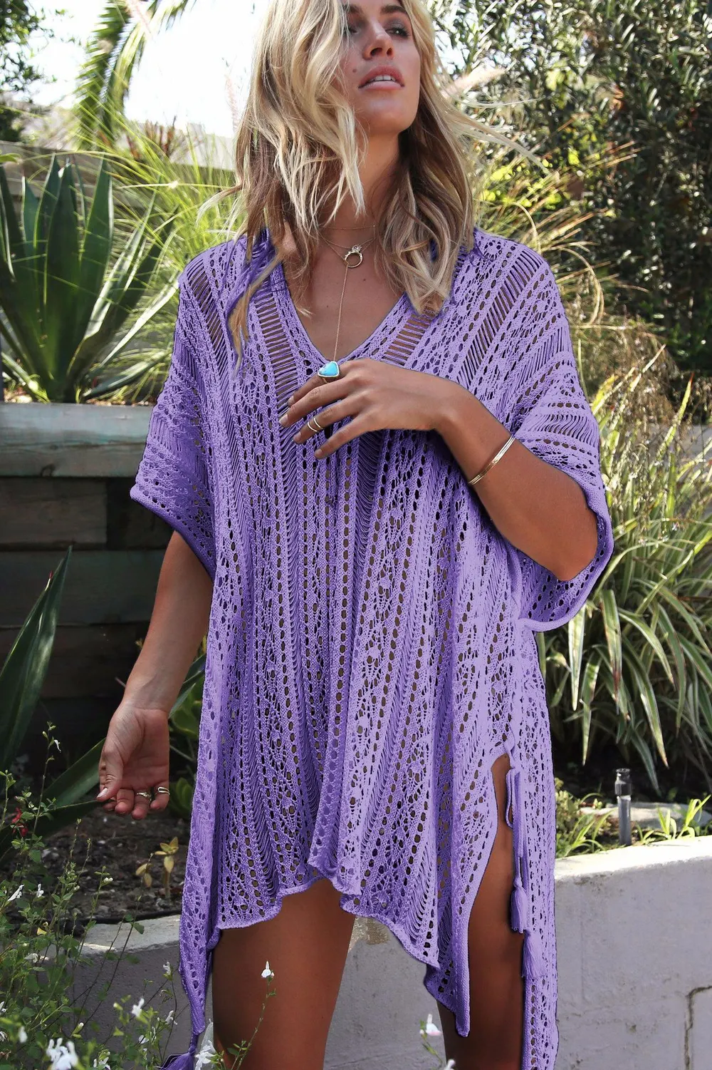 Hollow Knit Loose Bikini Cover-Up
