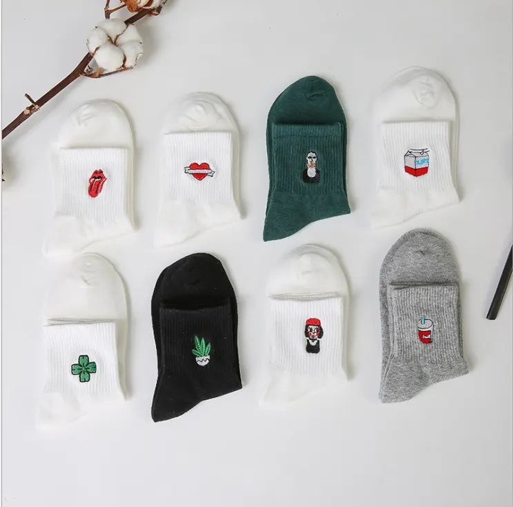 Harajuku Embroidered Cotton Socks
