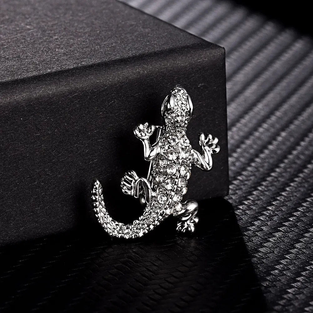 Silver-Tone Rhinestone Animal Brooch