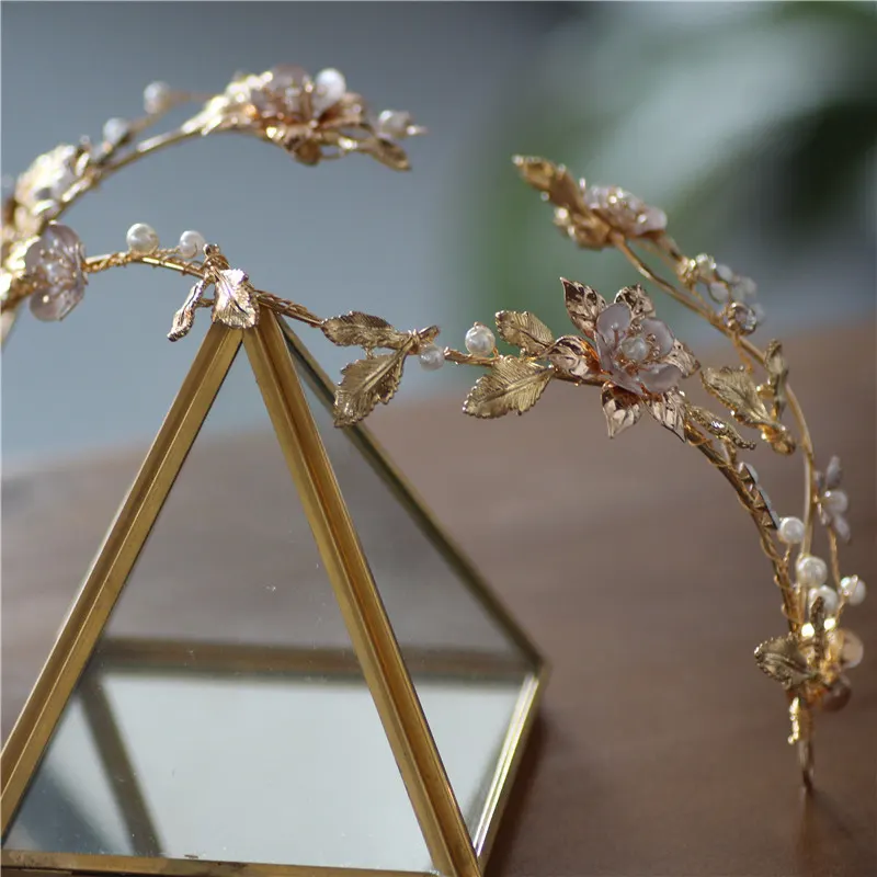 Asymmetric Pearl and Rhinestone Bridal Crown